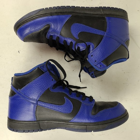RARE Nike Dunk High Black Old Royal Leather Sz 13 Men's 317982-030 2011 VTG - Picture 7 of 10